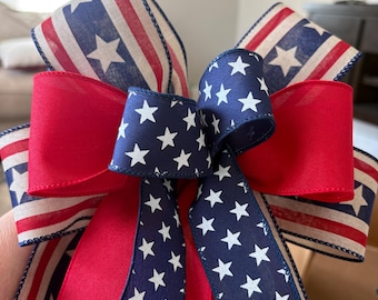 Patriotic bows, Fourth of July lantern bows, wreath decoration,  memorial day bow, seasonal tree decor, package embellishing