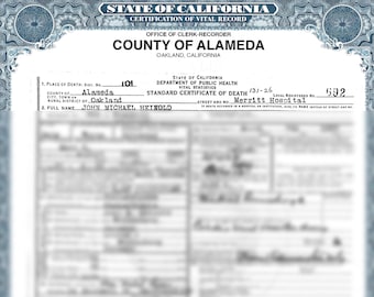 Certificado de defunción de Johnny Heinold