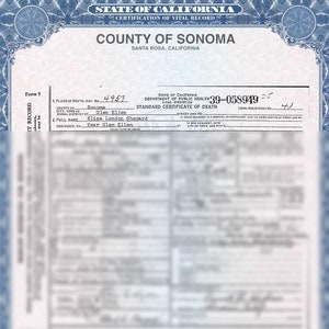 Certidão de óbito de Eliza London Shepard.