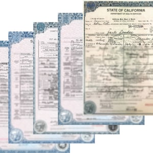 Certidão de óbito de Jack London com 4 outros relacionados (conjunto 1)