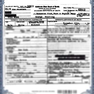 Certidão de Óbito de George Sterling