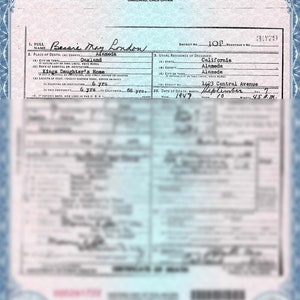 Certidão de óbito de Elizabeth (Bessie May) Maddern Londres