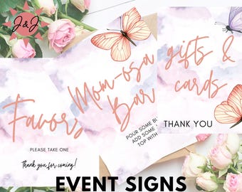 Butterfly Baby Shower Signs, Printable Decorations (PDF)