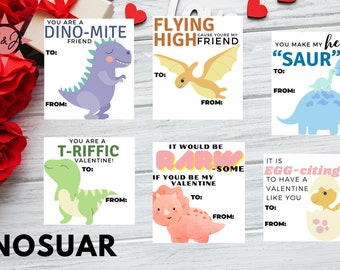 Animal Valentine’s Day cards, printable valentines. Dinosaur cards noneditable Valentine’s Day cards