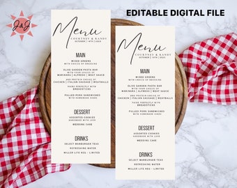 Modern Wedding menus, all wedding meal details! Editable digital download!