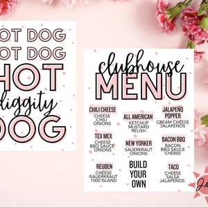 Hot dog menu, Minnie themed! Editable digital download!