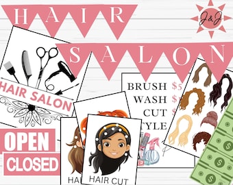 Hair Salon Pretend Play Set, DIY Printable (Digital Download)