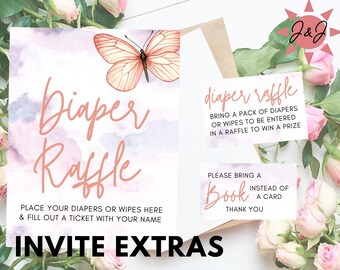 Baby shower invite extras, digital & printable! Noneditable.