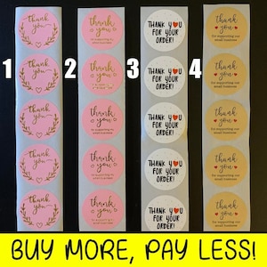 Thank You For Supporting My Small Business Stickers / Thank You Stickers - Pink, Gold, White, Brown - 25mm