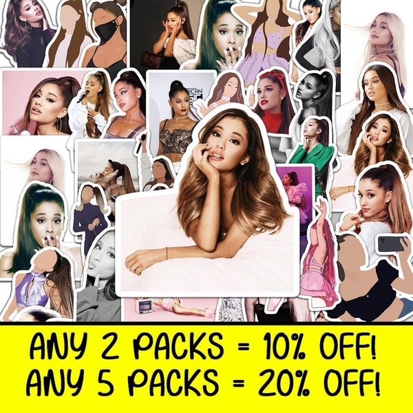 Pack of 50 or 25 High Quality Reusable Ariana Grande Stickers | Perfect Gift / Present!