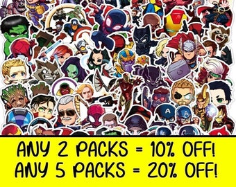 Pack of 100, 50 or 25 High Quality Reusable Marvel Stickers | Perfect Gift / Present!