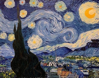 Real Oil Painting - The Starry Night - Inspired by Vincent Van Gogh