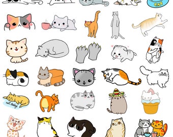 Cat Stickers, 25 Random Cat Stickers, Silly Cat Stickers, Kawaii Cat  Stickers, Cat Vinyl Stickers, Laptop Stickers, Computer Stickers, Decal 