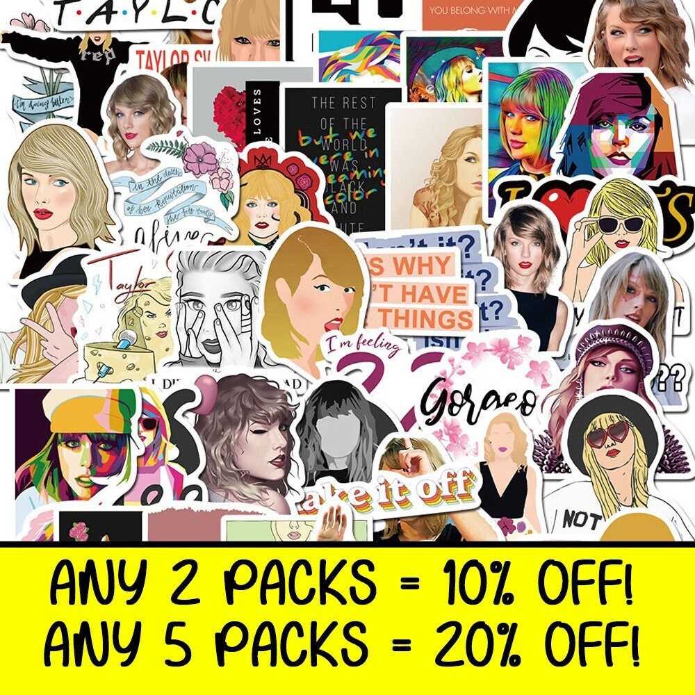 Pack of 50 or 25 High Quality Reusable Taylor Swift Stickers Perfect Gift /  Present 