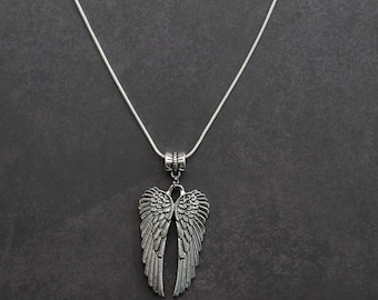 Silver Angel Wings necklace for women men teens kids gift ideas, choose your own cord chain, guardian angel pendant with chain uk