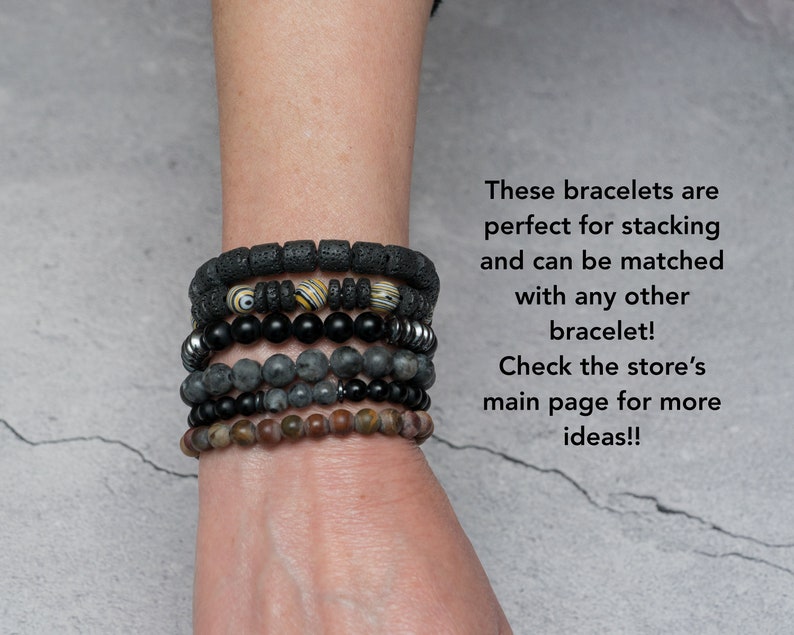 All Black Bead Bracelet Matte Black Bead Black Hematite Etsy UK