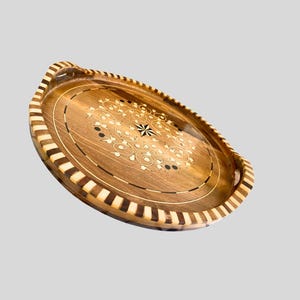 Handcrafted Thuya Wood Serving Tray: Moroccan Rustic Decor