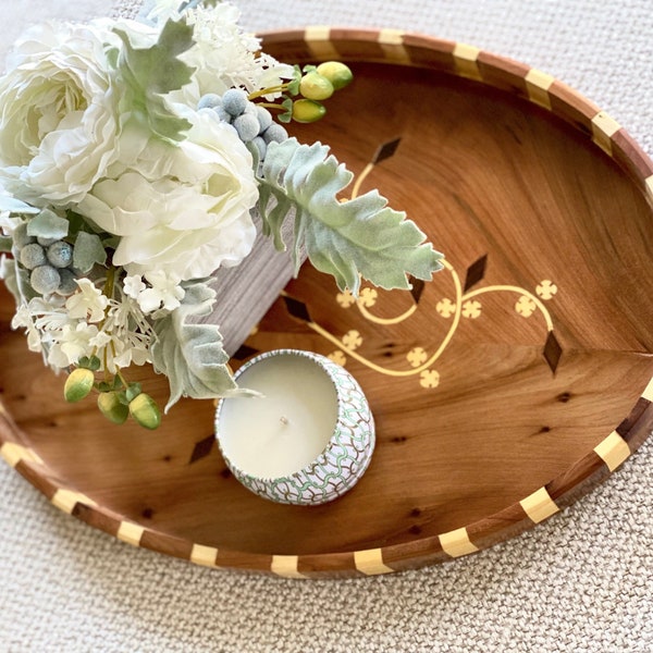 Thuya Wood Oval Decorative Tray made in Essaoira, Morocco