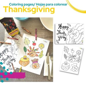 Thanksgiving coloring pages for kids - instant digital download - hojas de colorear - printables for kids, thanksgiving activities