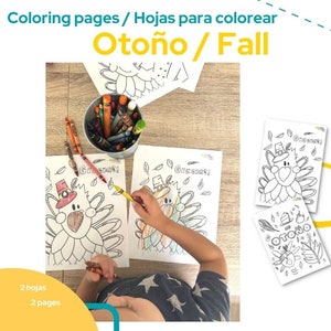 Fall coloring pages for kids - instant digital download - hojas de colorear - printables for kids, toddlers, kindergarten and homeschooling