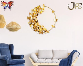 Gold Butterfly Wall Decor Gold Boho Wall Art, Gold Metal Art, Gold Butterfly Art Decor, Luxury Designer Wall Hanging, Gold Wall Accent