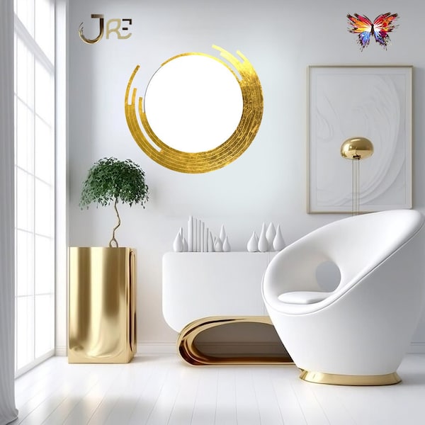 Luxury Gold Crescent Mirror Decorative Gold Mirror Gold Class Mirror Designer Mirror Gold Sunburst Modern Wall Accent Mirror Boho Wall Art