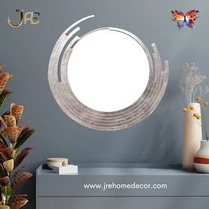 Luxury Silver Crescent Mirror Decorative Silver Mirror Chrome Class Luxury Designer Mirror Sunburst Modern Boho Wall Art Accent Mirror