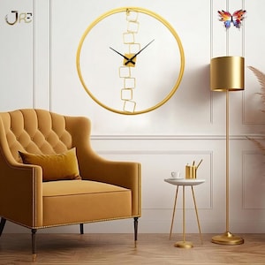 Luxury Designer Gold Matrix Clock  Modern Boho Wall Art Clock Gold Wall Decorative Clock Luxe Wall Accent Clock for Living Room Office Foyer