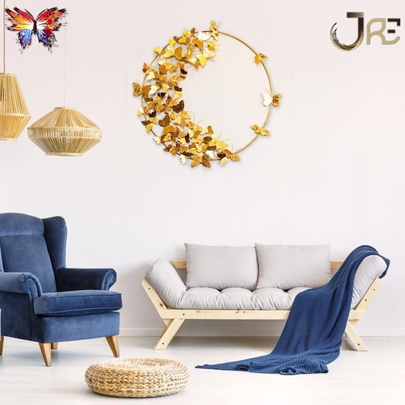 Gold Butterfly Wall Decor Gold Boho Wall Art, Gold Metal Art, Gold Butterfly Art Decor, Luxury Designer Wall Hanging, Gold Wall Accent