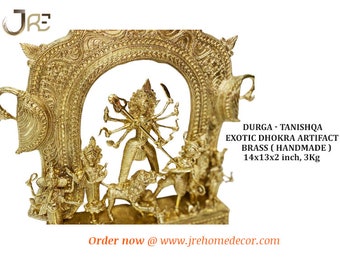 Obra de arte de latón Dokra/Dhokra - Escultura de la diosa Durga