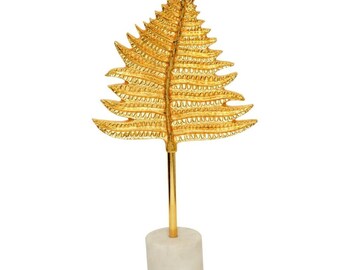 Luxury Gold Christmas Pine Tree Tabletop Accent Sculpture Statue Decor, Luxury Modern Designer Art Showpiece Luxury Gift Corporate Gift