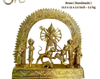 Obra de arte de latón Dokra/Dhokra - Diosa Durga - Aarya