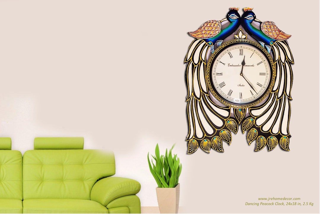 Singing Peacock Clock Peacock Wall Art, Peacock Wall Decor, Luxury