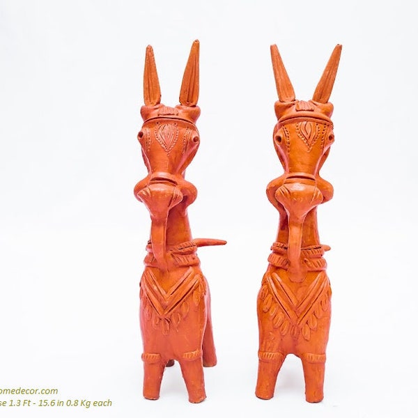 The Bankura Horse - Terracotta Horse (Pair- 2 Pc) - Pottery Work, Ceramic Decor,  Clay Art, Tabletop Decor, Terracotta Decor