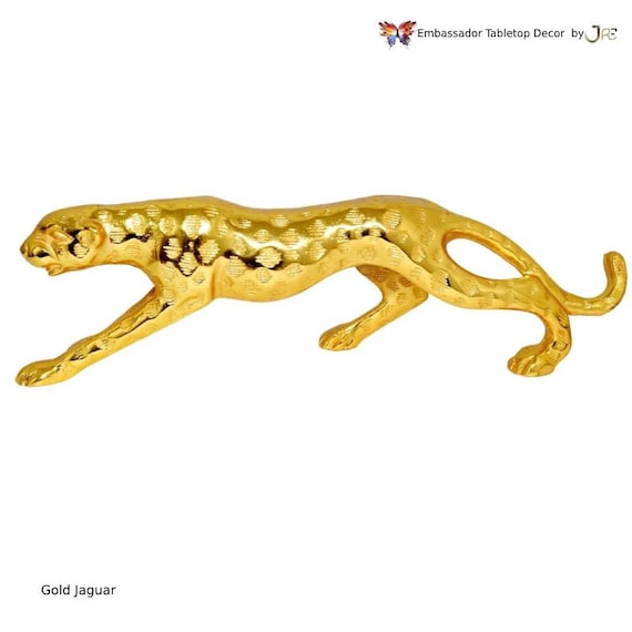 Luxury Gold Jaguar Sculpture Statue Artwork Decor Luxury Tabletop