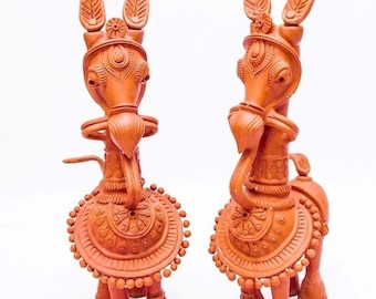 The Kathakali Horse - Terracotta Horse 2.3 Ft (Pair) - Pottery Work, Ceramic Decor,  Clay Art, Garden Decor, Porch Decor, Terracotta Decor