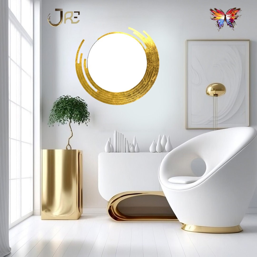 Luxury Gold Crescent Mirror Decorative Gold Mirror Gold Class Mirror
