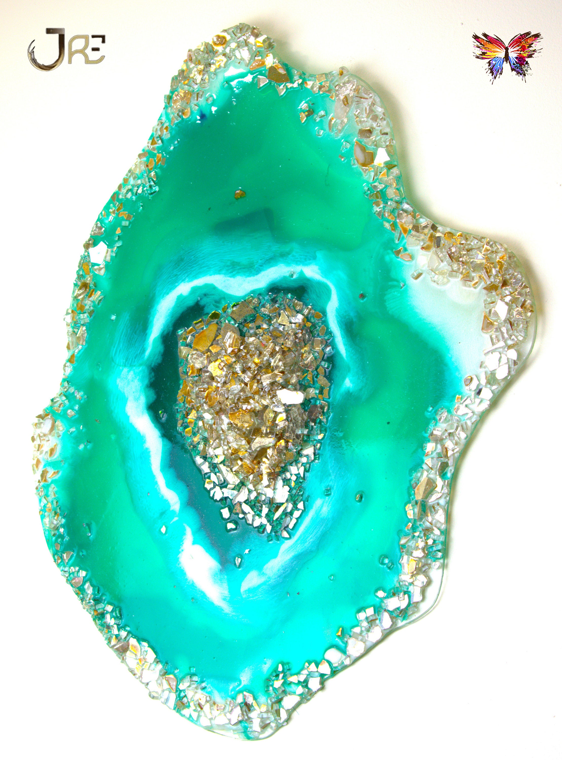 Luxury Green Resin Art Wall Art Crystal Modern Abstract Epoxy Etsy