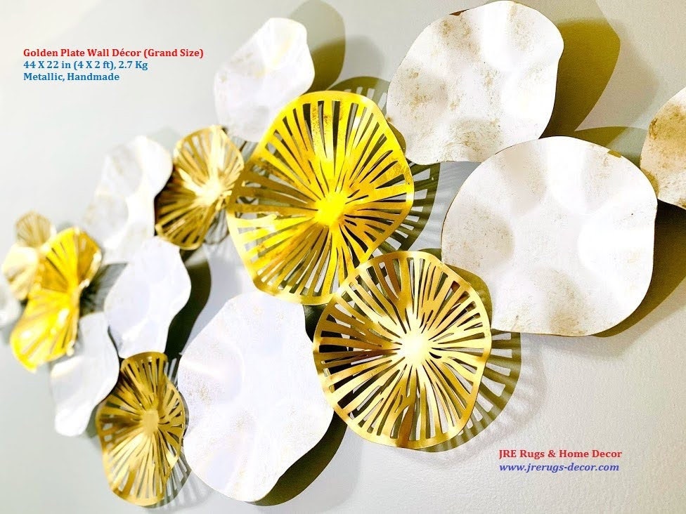 Gold Plate Wall Decor Gold Wall Art Gold Metal Art Gold Etsy