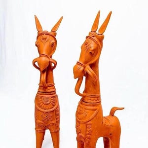 The Bankura Horse - Terracotta Horse 2.5 Ft (Pair) - Pottery Work, Ceramic Decor,  Clay Art, Garden Decor, Porch Decor, Terracotta Decor