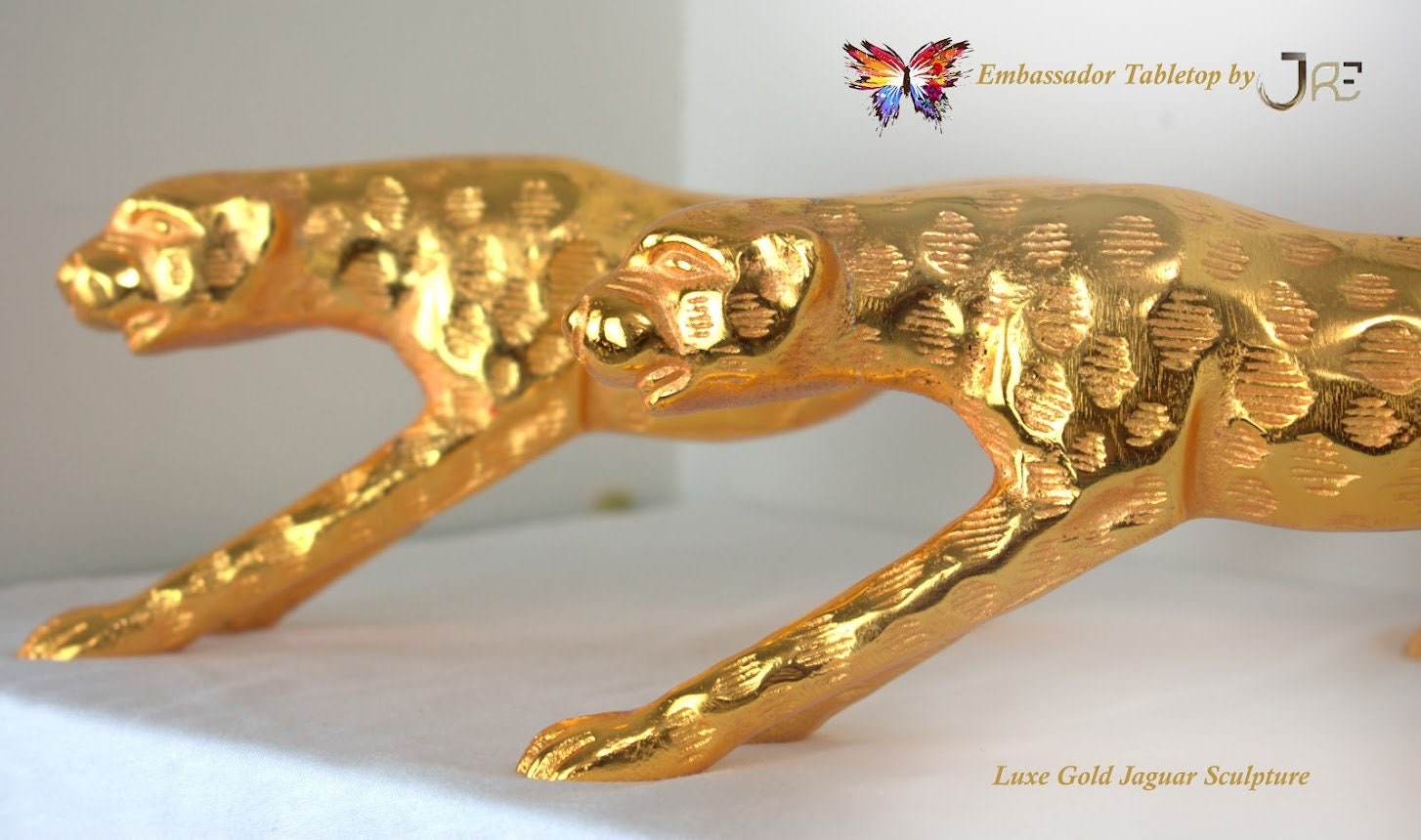 Luxury Gold Jaguar Sculpture Statue Artwork Decor Luxury Tabletop