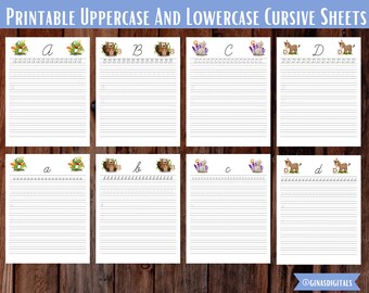 Printable Full Alphabet Uppercase and Lowercase Cursive Sheets