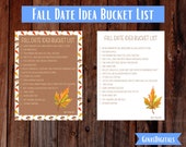 Printable Fall Themed Date Idea Bucket List