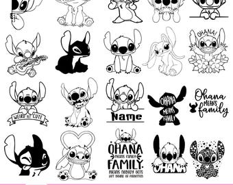Stich und Lilo SVG-Bundle, Stitch Outline svg, Engel svg, Stitch Clipart, Lilo Cartoon svg, Stitch svg für Cricut, digitaler Download