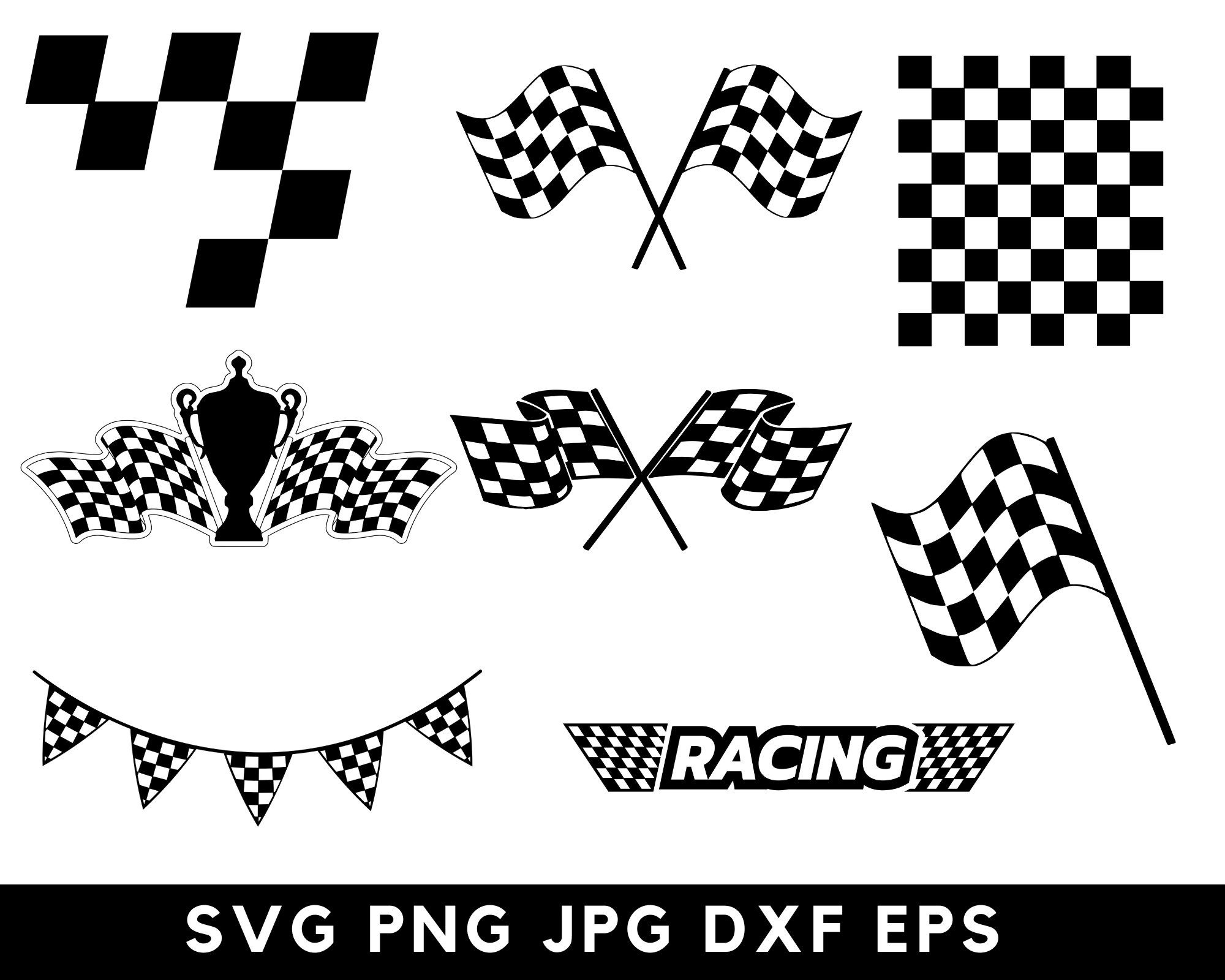 Race Flag Svg Bundle, Checkered Flag Svg, Racing Flag Svg,racing Flag ...