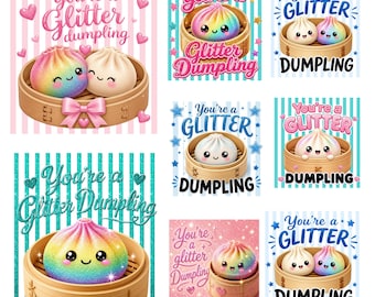 Du bist ein Glitzerknödel-PNG-Bundle, Mädchenhaftes florales Kawaii-Knödel-PNG, PNG-Design, Trendiges Streifen-Motiv für ein süßes Kinder-Shirt, Digitaler Download