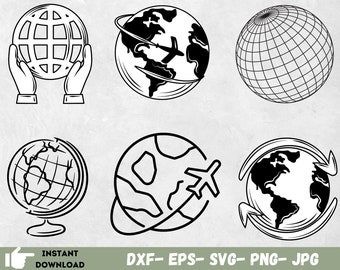 Globe Svg Bundle, World Globe Svg, Globe Png, World Map Svg, Glob