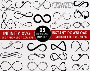 Infinity Svg Bundle, Infinity Symbol Svg, Love Svg, Infinity Heart Svg, Infinity Sign Svg, Infinity Png,Infinity Silhouette,Svg Cricut Files