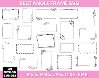 Rectangle Frame Svg Bundle, Rectangle Frame Png, Rectangle Clipart, Square Svg Png, Frames Svg Bundle, Geometric Svg Files, Silhouette