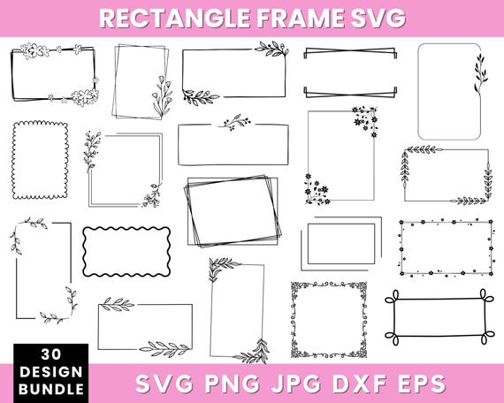 Rectangle Frame Svg Bundle, Rectangle Frame Png, Rectangle Clipart, Square Svg Png, Frames Svg Bundle, Geometric Svg Files, Silhouette